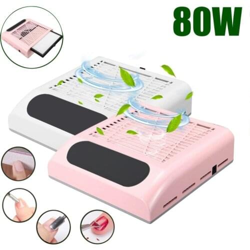 80W 110V/220V Nail Suction Dust Collector Large Size Strong Nail Vacuum Cleaner Machine Low Noisy With Filter Salon Tools