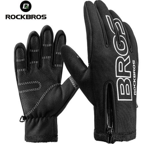 ROCKBROS Winter Cycling Full Finger Gloves Keep Warm Touch Screen Long Finger Motorcycle Electric Bicycle Waterproof Ski Gloves