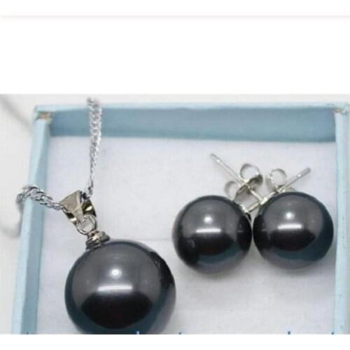 New hot black sea shell pearl mother of pearl pendant earring 10mm/14mm