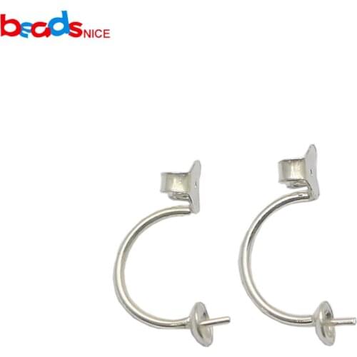 Beadsnice Sterling Silver Pearl Ear Wire Mounting Earrings Findings DIY ID37514/37515