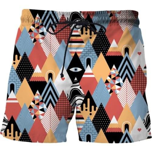 2021 New 3D Abstract Geometry print Shorts for Men eye Summer Fast-drying Beach Trousers Casual Sports Short Pants Clothing