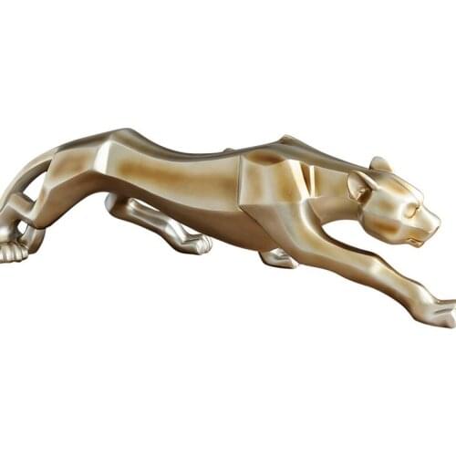 37-64CM MODERN PLATING LEOPARD STATUE ABSTRACT ANIMAL FIGURINE ART SCULPTURE RESIN CRAFTS HOME DECORATION ACCESSORIES R1415