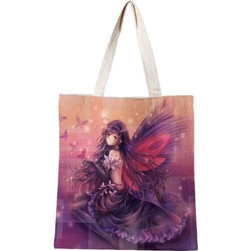 Custom Butterfly Fairy Shopping Bag Graphic Tote Harajuku Shopper Bag Women Canvas Shoulder Bag Female Ulzzang Eco 30*35cm