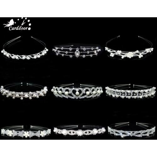 Carddoor Princess Rhinestones Bridal Hair Accessories Women Crown Simple Diadem Wedding Hair Jewelry Bride Gifts Hair Tiaras