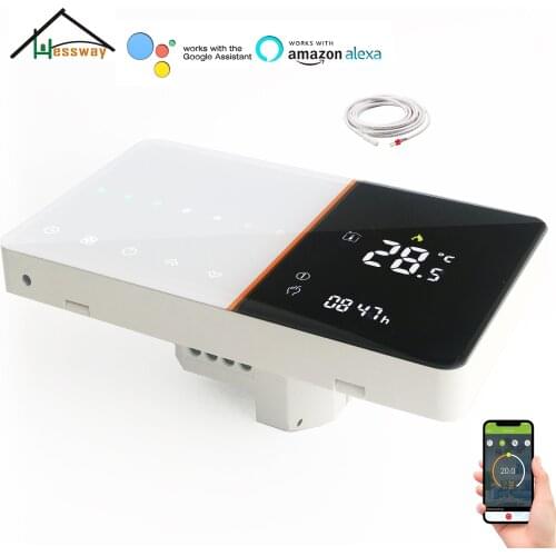 HESSWAY24V 220V WIFI Thermostat Heating Dual Sensor for Radiator Valve/Gas Boiler/Electric Heating Works with Alexa Google Home