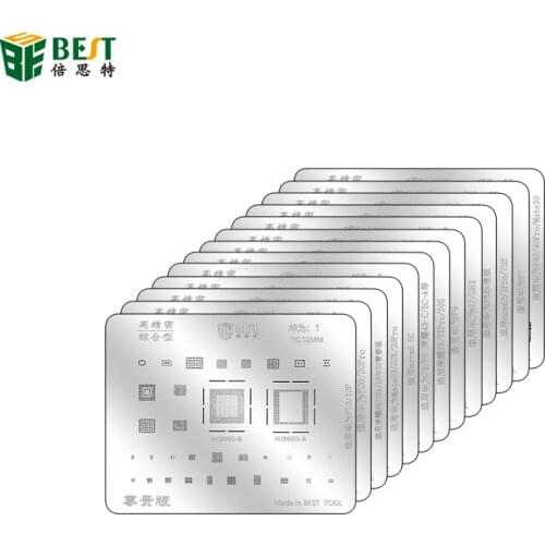 BST 13 in 1 BGA IC Chip Planting TIn Template Strong Steel Solder Soldering Reballing Stencil For Huawei Series Welding Work