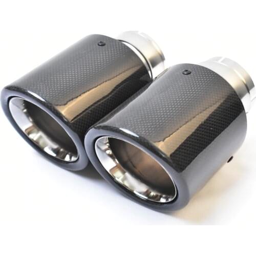 Car Universal Modiflcation Stainless Steel Single Glossy Curly Bevel Edge Exhaust Pipe Full Fiber Carbon Cover Muffler Tip