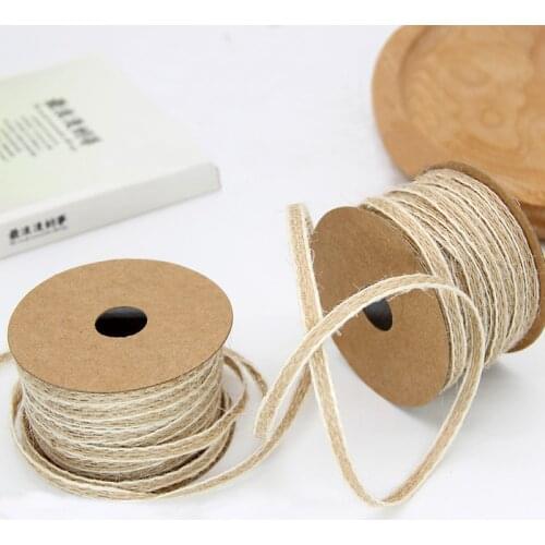 10M/Roll Vintage Jute Burlap Hessian Ribbon With Lace Wedding Party Decoration DIY Creativity Craft Gift Packing Webbing