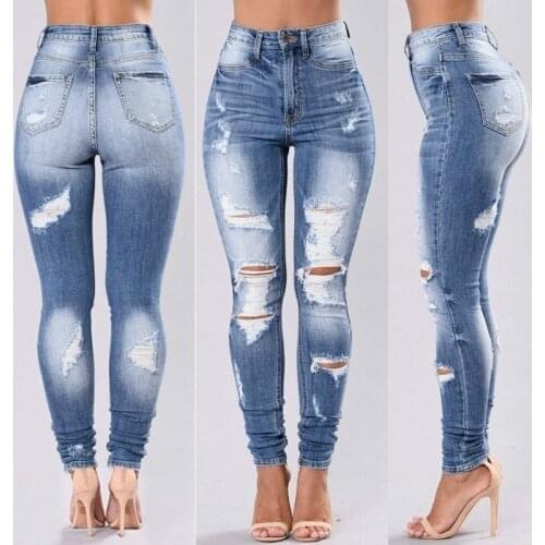 Vintage Boyfriend Jeans for Women Stretch Ripped Skinny High Waist Denim Pants Jeans Trousers Plus Size XXXL Slim Denim Jeans