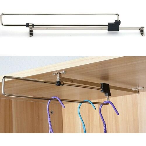 Wardrobe Pull Out Clothes Hanger Rail Extending Rack Storage Holder Organizer