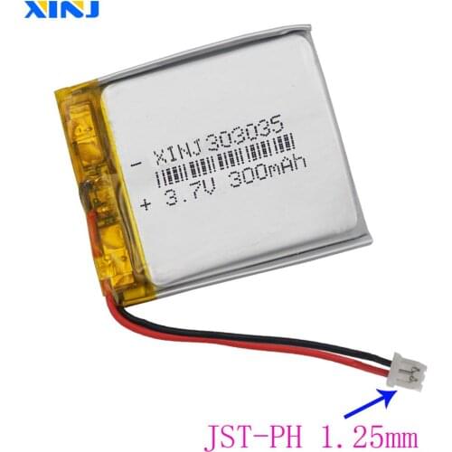 XINJ 3.7V 300mAh Li lithium polymer battery 2pin JST-PH 1.25mm plug 303035 For Sat Nav mp4 Camera smart watch Driving recorder