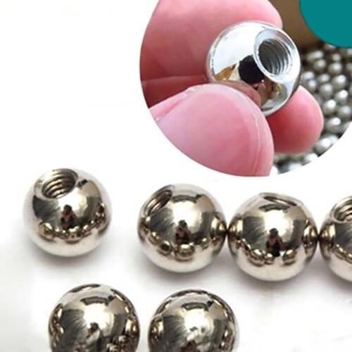 1Pcs Thread Diameter 3mm 4mm Metric Stainless Steel Drilling Balls Female Thread Blind Hole Smooth Bead Ball Outer Dia 5mm-60mm