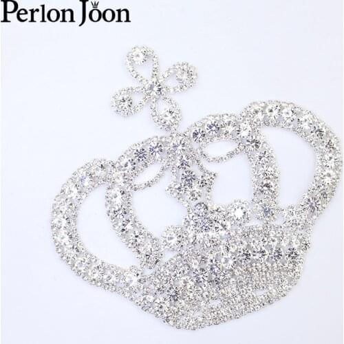 1PCS DIY crown molding rhinestone applique glitter crystal patch sewing for wedding dress bag decoration accessories YHX082