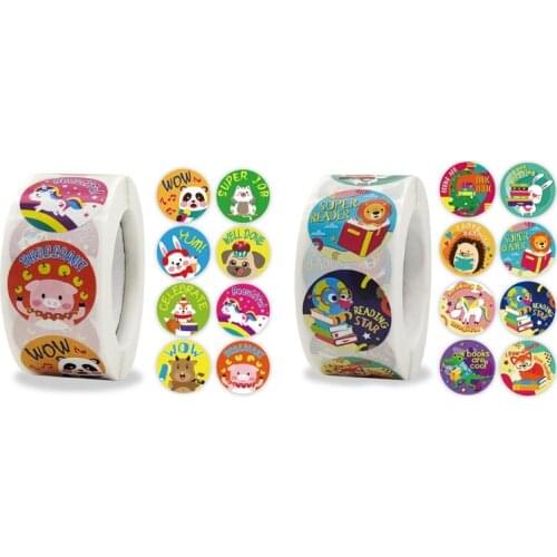 1 Pack Circle Sticker 500Pcs Rewarding Stickers Cartoon Motivation Stickers 1Inch Stickers for Children