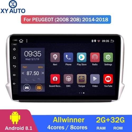 10.1 inch 2.5D IPS HD multi-touch screen Android8.1 2G RAM 32G ROM NAVI For Peugeot 2008/208 2014-2018 with BT USB WIFI SWC