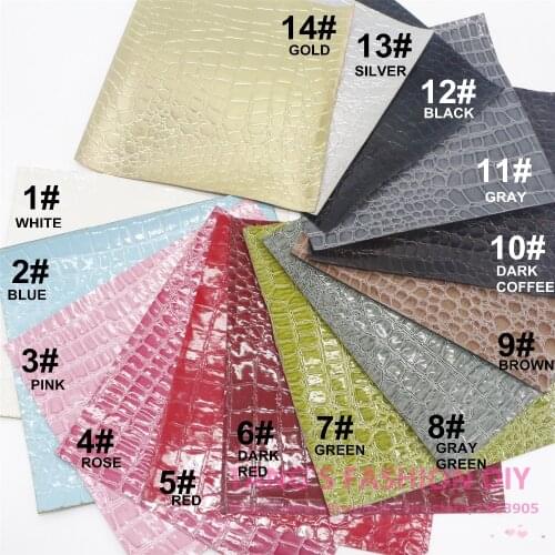 14PCS--High Quality 14 pcs DIY crocodile skin PU leather set /Synthetic leather/DIY fabric 20x22cm per pcs CAN CHOOSE COLOR