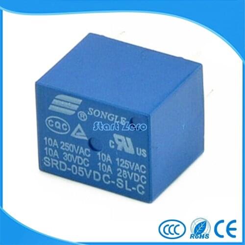 5Pcs Mini Module SRD-5VDC-SL-C DC5V SPDT 5 Pins Plastic Coil Power Relay Blue