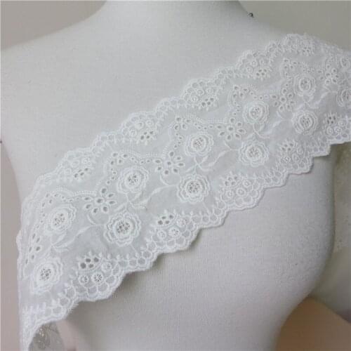5 yards Eyelet Lace Fabric Trim White Cotton Lace Trim Floral Bridal Lace Wedding Dress Lace DIY Home Decoration