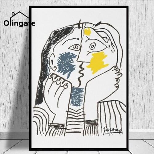 The Kiss Abstract Wall Art Picasso Artwork Child Line Face Poster No Frame One Piece Canvas Art Bedroom Living Room Home Decor