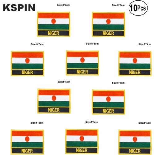 Niger Flag Embroidery Patches Iron on Saw on Transfer patches Sewing Applications for Clothes in Home&Garden