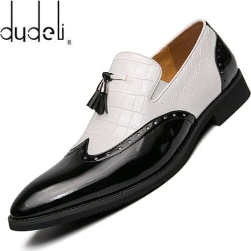 Big Size 38-48 Men Brogue British Oxford Dress Shoes Male Gentleman PU Leather Footwear Flats Tassel Men Loafers Zapatos Hombre