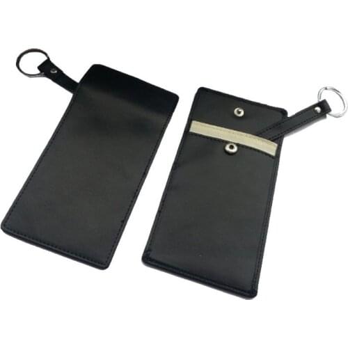 30pcs new model authentic leather car key sensor jammer Card Anti-Scan Sleeve bag phone signal blocker remote car key jammer bag