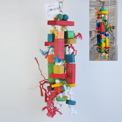 Wood bird toys Handcraft Non-toxic eco-friendly Colorful Bird Toy small and medium parrots Toys with beads can be bite