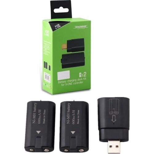 Battery Charging Dock Kit For Microsoft XBOX ONE(S)Wireless Controller 2Pcs 400mAh Rechargeable Battery Pack+USB Charger Adapter