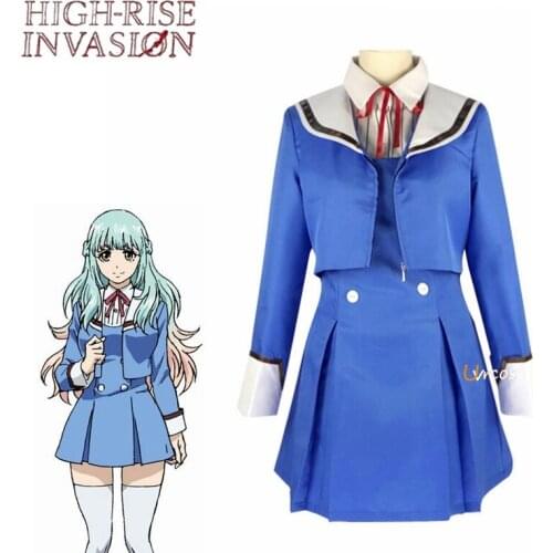 Shinzaki Kuon Cosplay Costumes Anime High-Rise Invasion Tenkuu Shinpan Women Uniform Dress Halloween Full Set Custom Size
