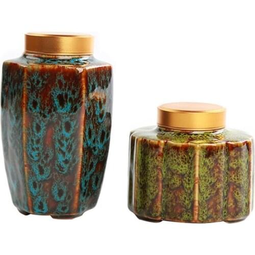 Teaware Kitchen Tea Accessories Home Decor Kiln Changed Ceramic Tea Caddy Small Sealed Storage Tea Box Container Jar