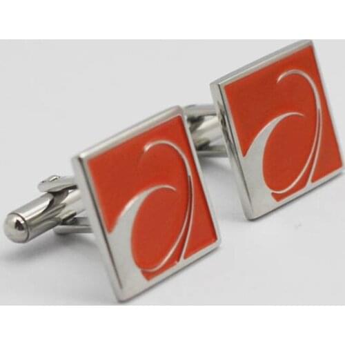 Square Cufflinks Orange color Enamel design hotsale Stainless Steel material cufflinks new&retail