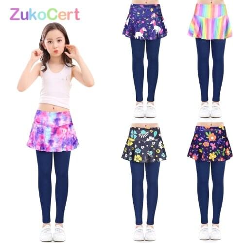 NEW Girls Leggings Skirt Pants for Children Flower Floral Printed Elastic Pencil Pants Trousers Kids Dance Pants Culottes