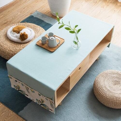 Fashion Home Japanese style cotton and linen Rectangle waterproof simple yellow blue green tablecloth Table flag Tea table cover