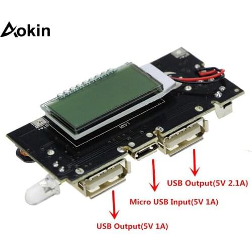 Dual USB 18650 Battery Charger PCB Power Module 5V 1A 2.1A Mobile Power Bank Accessories for Phone DIY LED LCD Module Board