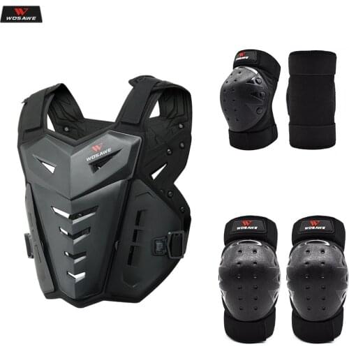 WOSAWE Adults Motorcycle Jakcet Suit Body Armor Motorcycle Elbow & Knee Pads Moto Protectors Motocross Vest Protective Gear Set