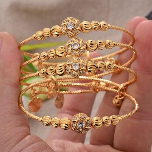 Can pull away Dubai Gold Color Bangles For Women Ethiopian Bracelets Middle East Wedding Jewelry African Gifts