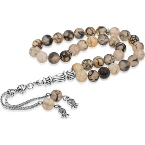 Silverlina Natural Agate Stone Rosary