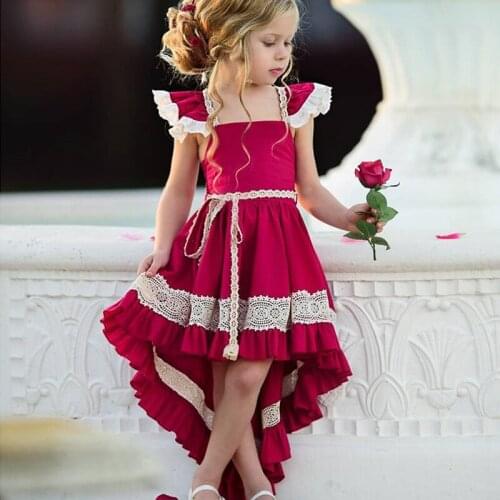 LOVE DD&MM Girls Dresses 2021 Spring New Childrens Wear Girls Sweet Front Short Long Lace Backless Irregular Dovetail Dress