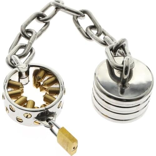 Kalis Teeth with Attached weight 4 Rows teeth Scrotum Pendant Male Chastity Device Kalis teeth chastity device Spike Ring