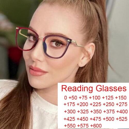 Female degree glasses 0 +1.5 +2.75 Antifatigue Computer fashion eyeglasses women tr90 blue light protection glasses oculos grau
