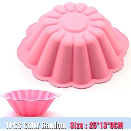 Silicone Cake Pan Flower Cake Baking Pan Deep Round Cake DIY Mould Bakeware Cake Mold Baking Pan Bread Pan Tray 9.5 inch 3D