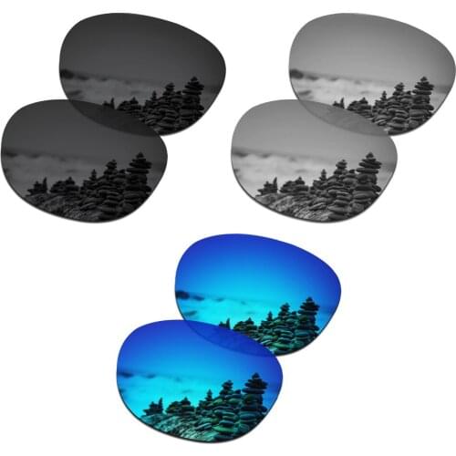 SmartVLT 3 Pairs Polarized Sunglasses Replacement Lenses for Oakley Latch Stealth Black and Silver Titanium and Ice Blue