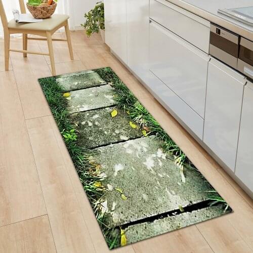 Modern Kitchen Floor Mat Living Room Carpet Balcony Hallway Printed Door Mat Bedroom 3D Mat Entrance Rug Bathroom Leaf Anti-slip