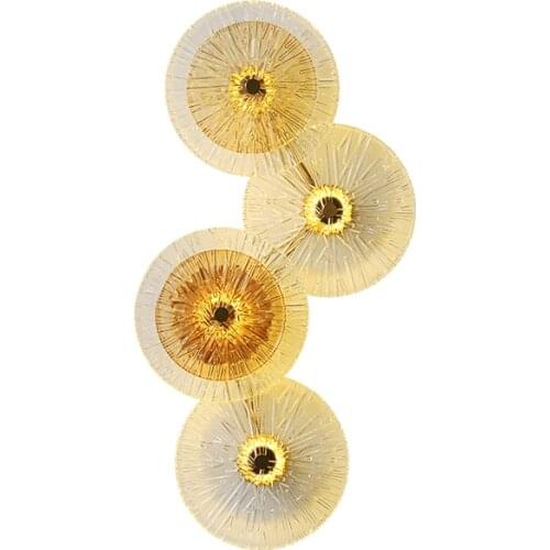 LED Postmodern Glass Iron Golden Lotus Leaf LED Lamp LED Light Wall lamp Wall Light Wall Sconce For Bedroom