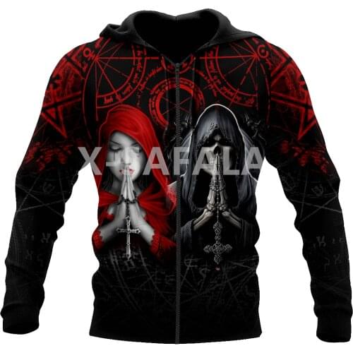 Angel And Demon 3D All Print Plus Hoodie Man Women Harajuku Outwear Zipper Pullover Sweatshirt Casual Unisex Jacket