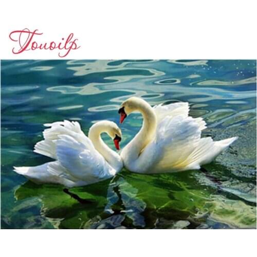 Cristal broderie point de croix coloré cygne photo décoration de la maison cadeau rond bricolage galet rond diamant peinture