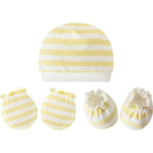 Newborn Mittens Socks Beanies Cap Kit Baby Soft Cotton Gloves Hat Foot Cover Set 69HE