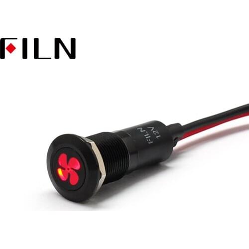 FILN 12mm Car dashboard fan symbol led red yellow white blue green 12v led indicator light with 20cm cable