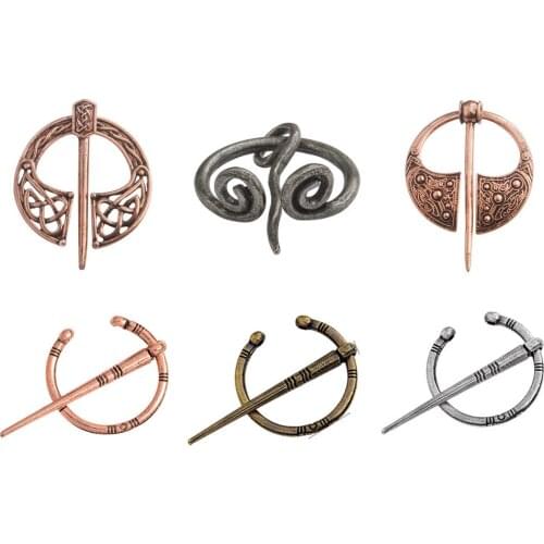 Viking Brooch Collection Vintage Penannular Shoulder Shawl Scarf Clasp Cloak Pin Medieval Jewelry Norse Viking Metal Pin Badge