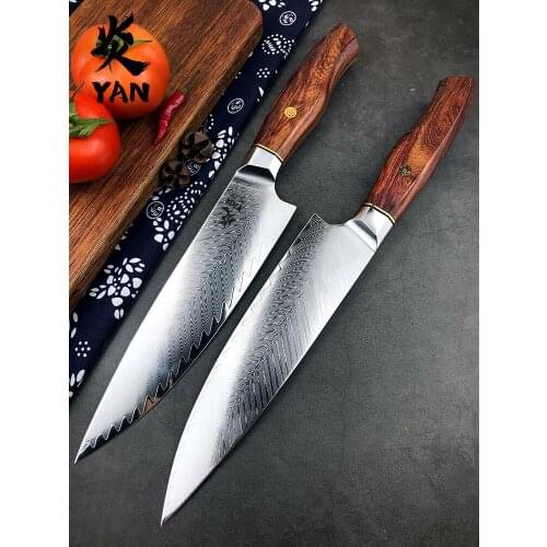 YANREN 8"inch japanese kitchen knives chef knife Sharp Damascus knife Santoku Cleaver Slicing Utility Knives For kitchen cooking